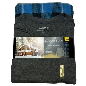 Cuddl Duds CABIN FLEECE SLEEP SET V-NECK TEE AND PAJAMA PANT Large